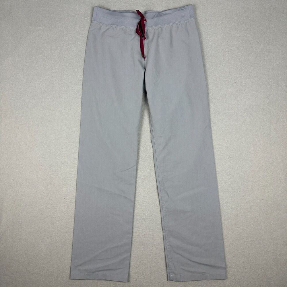 Figs Women Small High Waisted Livingston Basic Scrub Straight Pants Grey Stretch